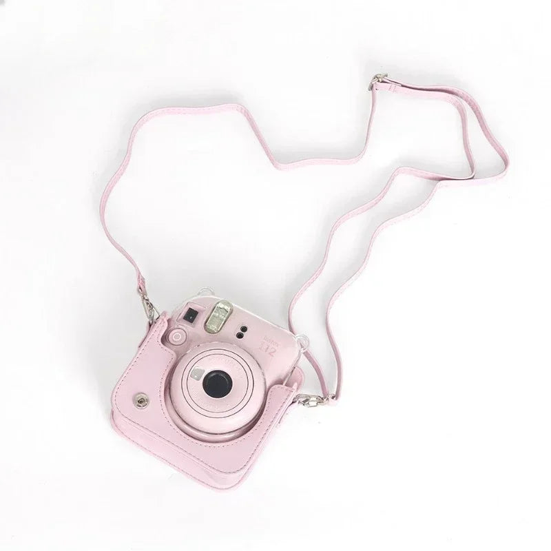 Camera Protective Case PU Leather Camera Storage Bag Removable Adjustable Shoulder Strap for Fujifilm Instax Mini 12