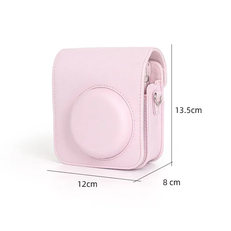 Camera Protective Case PU Leather Camera Storage Bag Removable Adjustable Shoulder Strap for Fujifilm Instax Mini 12