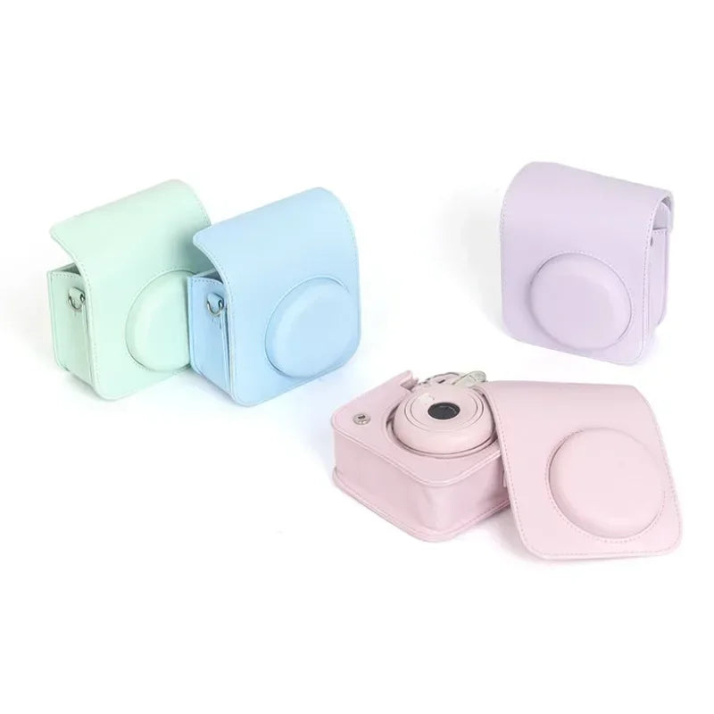 Camera Protective Case PU Leather Camera Storage Bag Removable Adjustable Shoulder Strap for Fujifilm Instax Mini 12