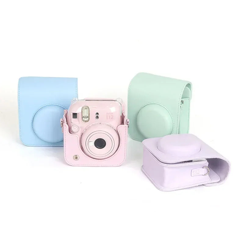 Camera Protective Case PU Leather Camera Storage Bag Removable Adjustable Shoulder Strap for Fujifilm Instax Mini 12