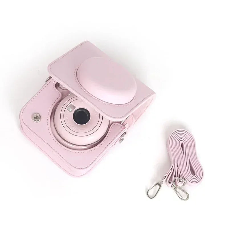 Camera Protective Case PU Leather Camera Storage Bag Removable Adjustable Shoulder Strap for Fujifilm Instax Mini 12