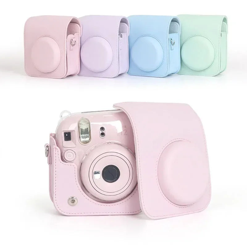 Camera Protective Case PU Leather Camera Storage Bag Removable Adjustable Shoulder Strap for Fujifilm Instax Mini 12